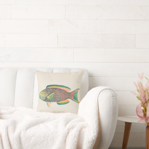 Vintage Fish Scientific Illustration  Throw Pillow