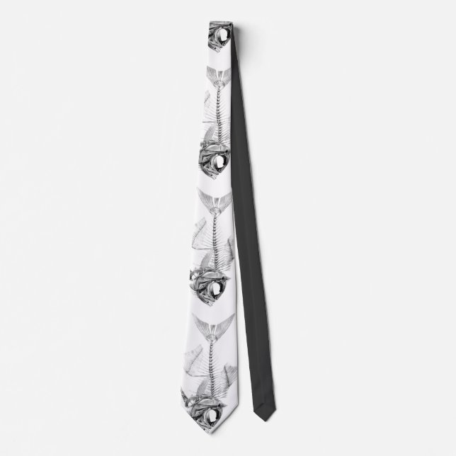 Vintage fish skeleton etching tie (Front)