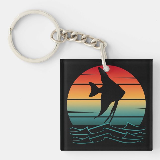 Vintage Fish Sunset Fishing Keychain (Front)