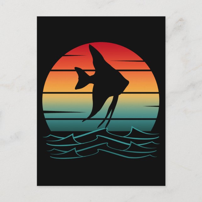 Vintage Fish Sunset Fishing Postcard (Front)