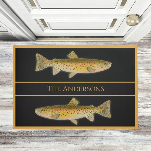 Vintage fish watercolor trout pattern doormat