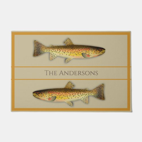 Vintage fish watercolor trout pattern doormat