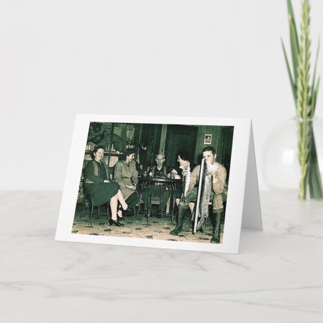 Vintage Fisherman in a Wisconsin Bar Holiday Card (Front)