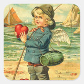 Vintage Valentine Cupid Heart Stickers