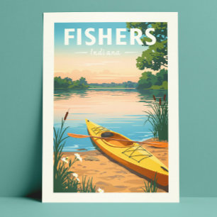 Vintage Fishers Indiana Postcard