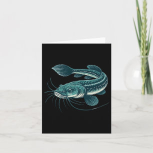 Vintage Fishing Artwork Walking Catfish Card