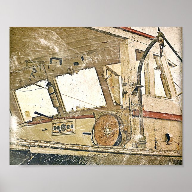 Vintage Fishing Boat Nautical Poster (Front)