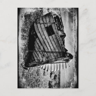 Vintage fishing boat. postcard