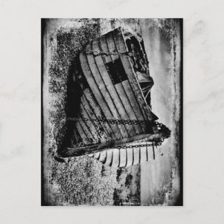 Vintage fishing boat. postcard