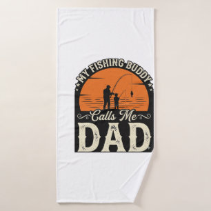 Vintage Fishing Buddy Dad Shirt Design_1 Bath Towel