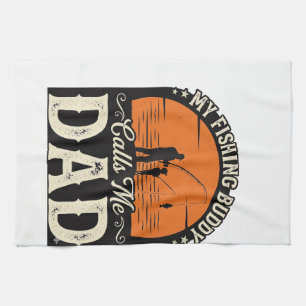 Vintage Fishing Buddy Dad Shirt Design_1 Kitchen Towel