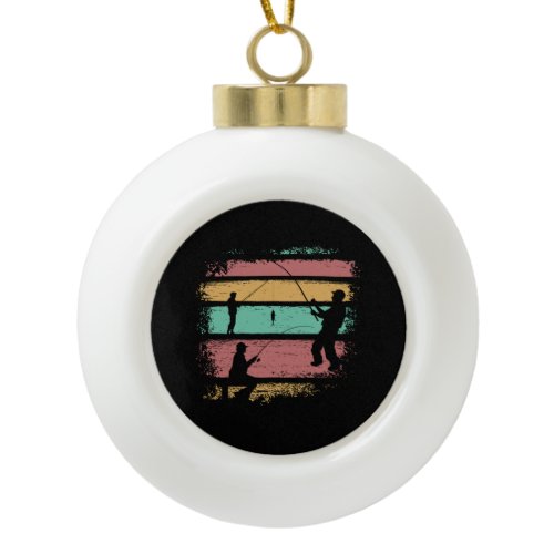 Vintage Fishing Ceramic Ball Christmas Ornament
