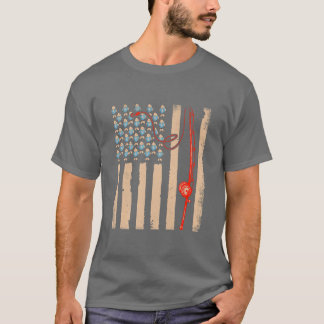 Vintage Fishing Clothes USA Flag Bass Fishing  T-Shirt