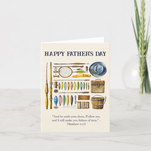 Vintage Fishing Fathers Day Custom Bible Verse Thank You Card