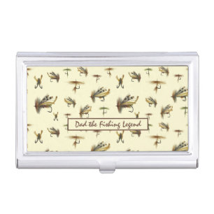 Vintage Fishing Flies Pattern with Your Text Business Card Case