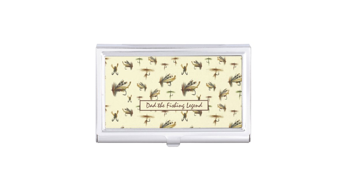 Vintage Fishing Flies Pattern with Your Text Business Card Case