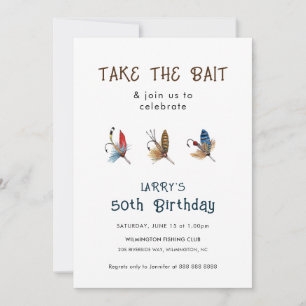 Vintage Fishing Hooks Birthday Party Invitation