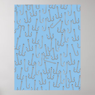 Vintage fishing hooks poster