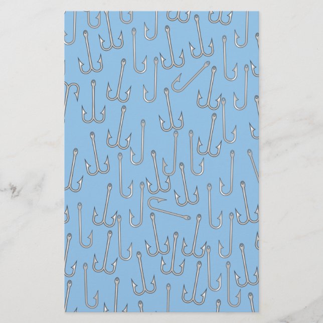 Vintage fishing hooks stationery (Front)