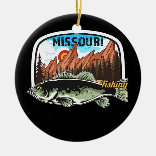 Vintage Fishing in Missouri Retro Nature Missouri Ceramic Ornament