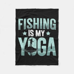 Vintage Fishing Is My Yoga Relaxation Men Fishing  Fleece Blanket
