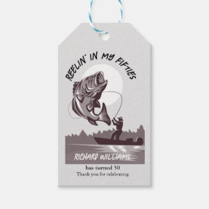 Vintage Fishing Lake Fisherman 50th Birthday Gift Tags