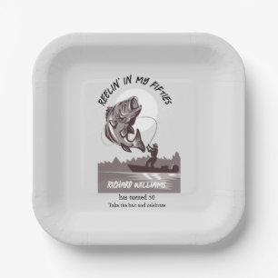 Vintage Fishing Lake Fisherman 50th Birthday Paper Plates