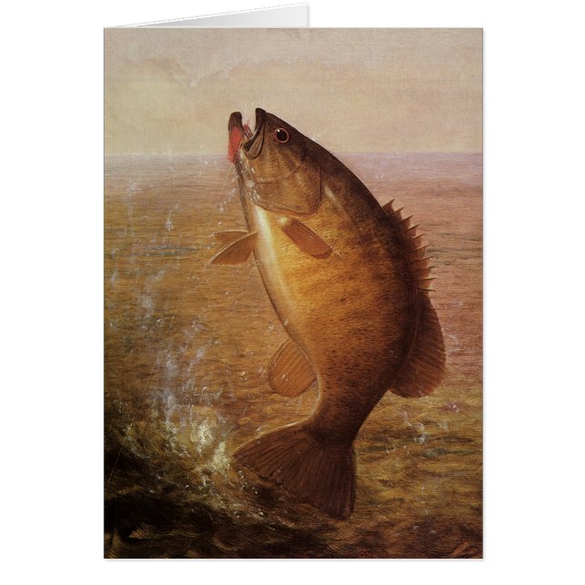 Vintage Fishing, Leaping Smallmouth Bass on Line (Front)