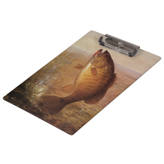 Vintage Fishing, Leaping Smallmouth Bass on Line Clipboard (Angled)