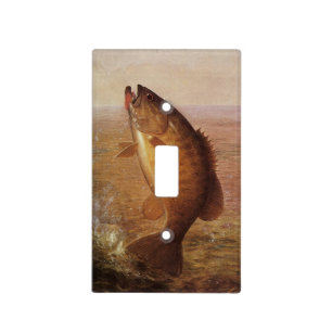 Vintage Fishing, Leaping Smallmouth Bass on Line Light Switch Cover