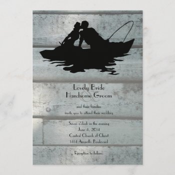 Vintage Fishing Lovers Boat Wedding Invitation by RiverJude at Zazzle