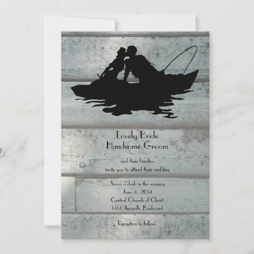 Vintage Fishing Lovers Boat Wedding Invitation