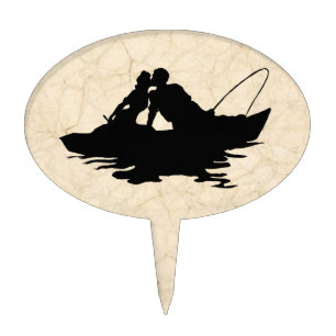 Vintage Fishing Lovers Cake Topper