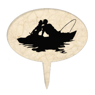 Vintage Fishing Lovers Cake Topper