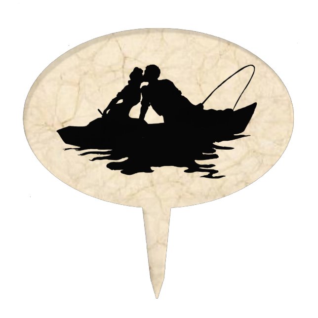 Vintage Fishing Lovers Cake Topper (Front)