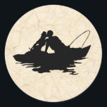 Vintage Fishing Lovers Sticker<br><div class="desc">Seal an envelope or gift favor bag with these charming stickers featuring a vintage silhouette of lovers in a boat.</div>