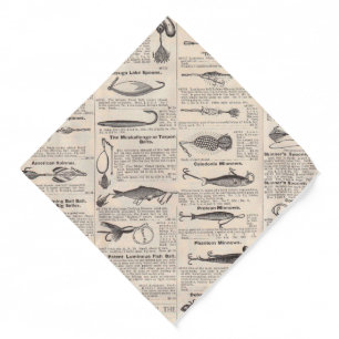 Vintage Fishing Lures: Antique 1900s Fisherman Bandana