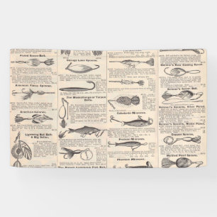 Vintage Fishing Lures: Antique 1900s Fisherman Banner