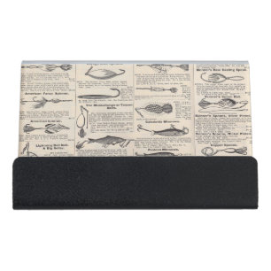 Vintage Fishing Lures: Antique 1900s Fisherman Desk Business Card Holder