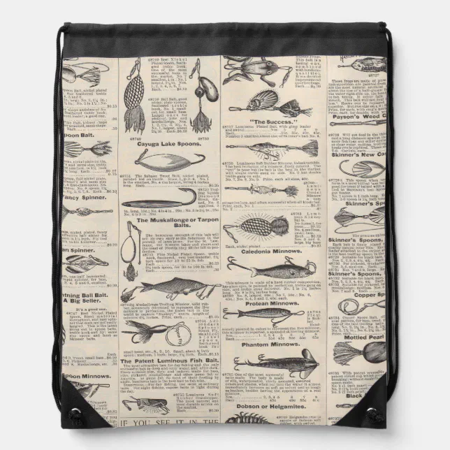 Vintage Fishing Lures: Antique 1900s Fisherman Drawstring Bag Vintage Fishing Lures: Antique 1900s Fisherman Drawstring Bag
