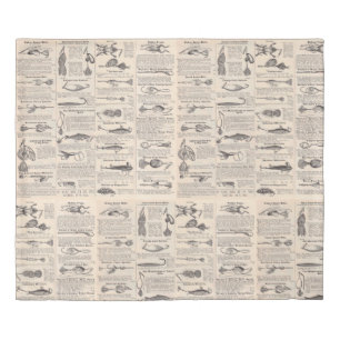 Vintage Fishing Lures: Antique 1900s Fisherman Duvet Cover