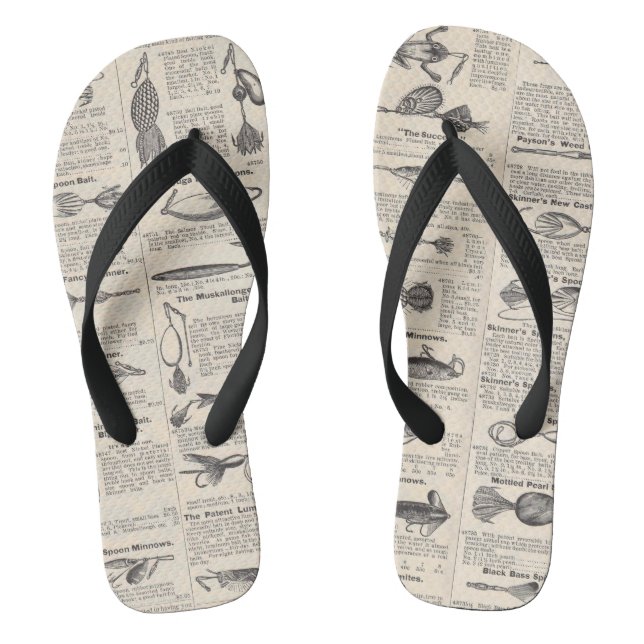 Vintage Fishing Lures: Antique 1900s Fisherman Flip Flops (Footbed)