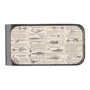 Vintage Fishing Lures: Antique 1900s Fisherman Gunmetal Finish Money Clip