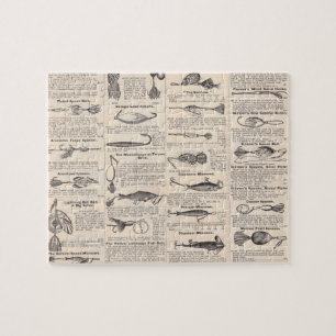 Vintage Fishing Lures: Antique 1900s Fisherman Jigsaw Puzzle