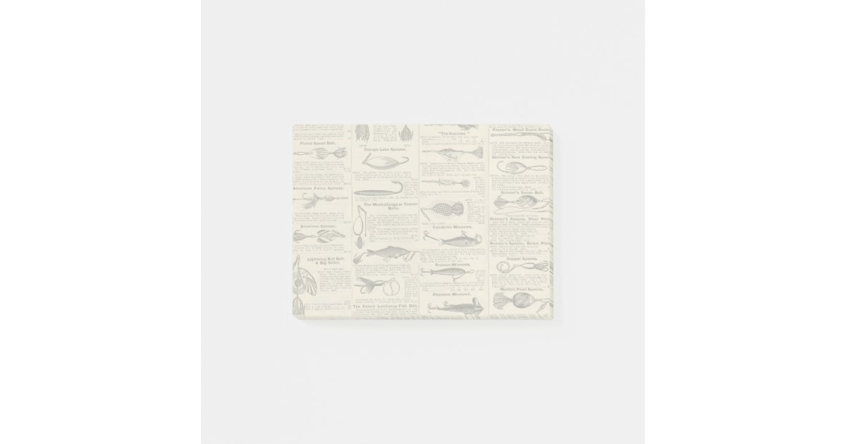 Vintage Fishing Lures: Antique 1900s Fisherman Post-it Notes | Zazzle