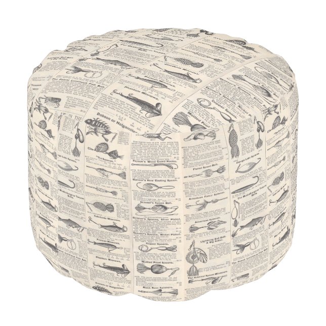 Vintage Fishing Lures: Antique 1900s Fisherman Pouf (Angled Back)