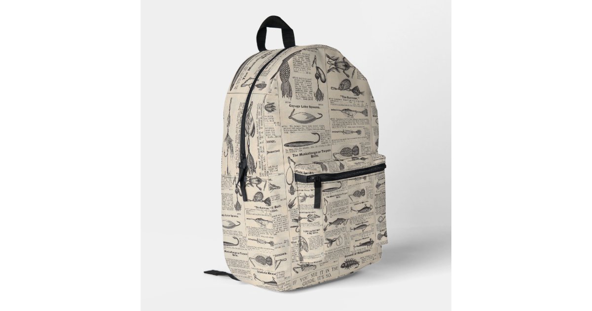 Vintage Fishing Lures: Antique 1900s Fisherman Printed Backpack | Zazzle