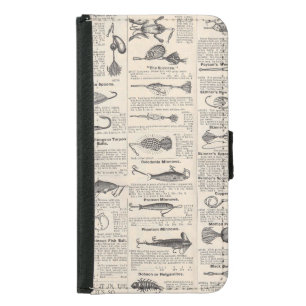 Vintage Fishing Lures: Antique 1900s Fisherman Wallet Phone Case For Samsung Galaxy S5
