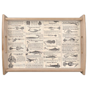 Vintage Fishing Lures: Antique 1900s Fisherman Serving Tray