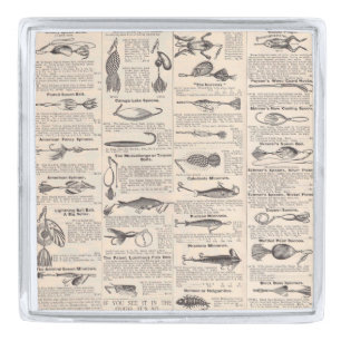 Vintage Fishing Lures: Antique 1900s Fisherman Silver Finish Lapel Pin